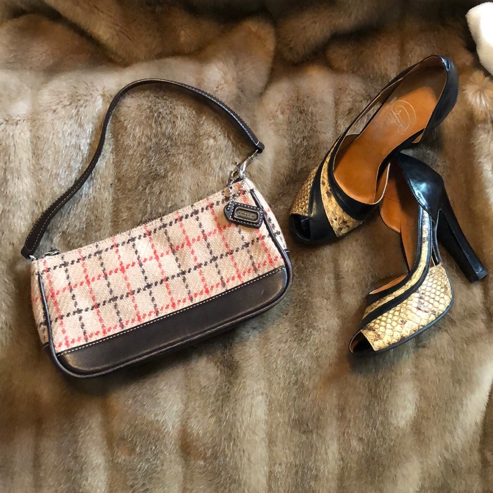 Coach wool plaid mini bag offers welcome - Picture 1 of 6